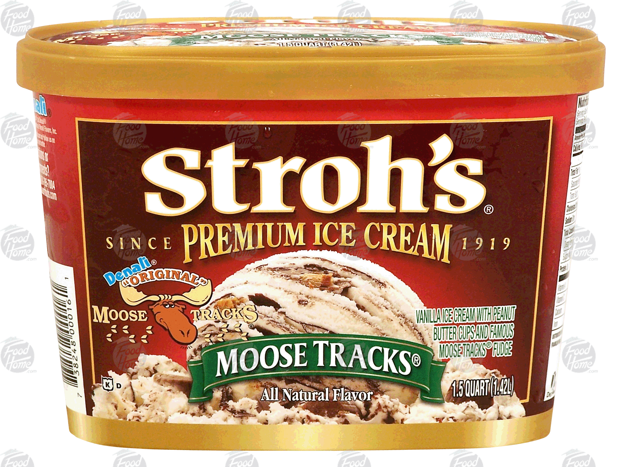 Stroh's Moose Tracks vanilla ice cream with peanut butter cups and fudge Full-Size Picture